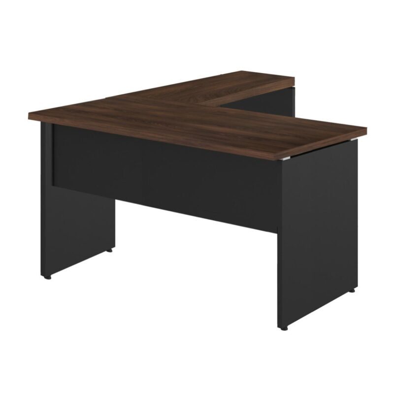 Mesa em “L” (Mesa 1,70m + Mesa Auxiliar) c/ 02 Gavetas – – Marsala / Preto – 23479 CONEXÃO MÓVEIS 2