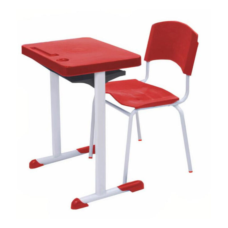 Kit Escolar Individual VERMELHO – (Mesa e Cadeira) – ADULTO – – COR VERMELHO – 40082 CONEXÃO MÓVEIS 2