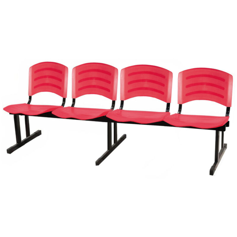 Cadeira Longarina PLASTICA 4 Lugares Cor Vermelho 33096 CONEXÃO MÓVEIS 2