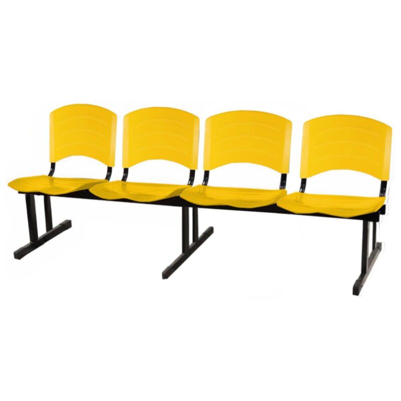 Cadeira Longarina PLASTICA 4 Lugares Cor Amarelo 33097 CONEXÃO MÓVEIS 2