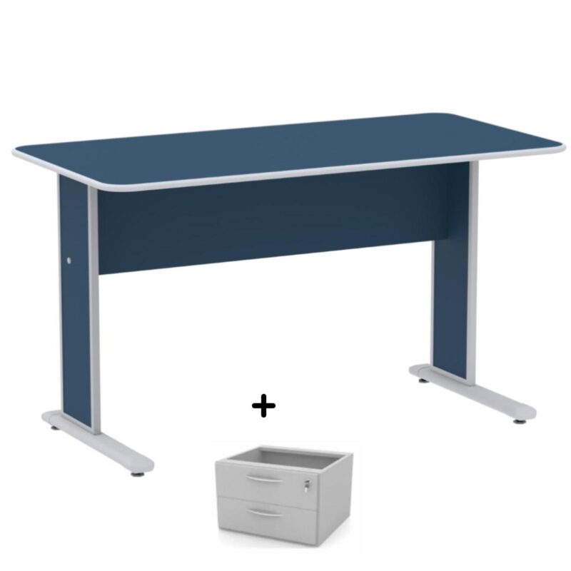 Mesa Escritório 1,50×0,60m c/ Gavetas – Cor Azul – 44087 CONEXÃO MÓVEIS 2