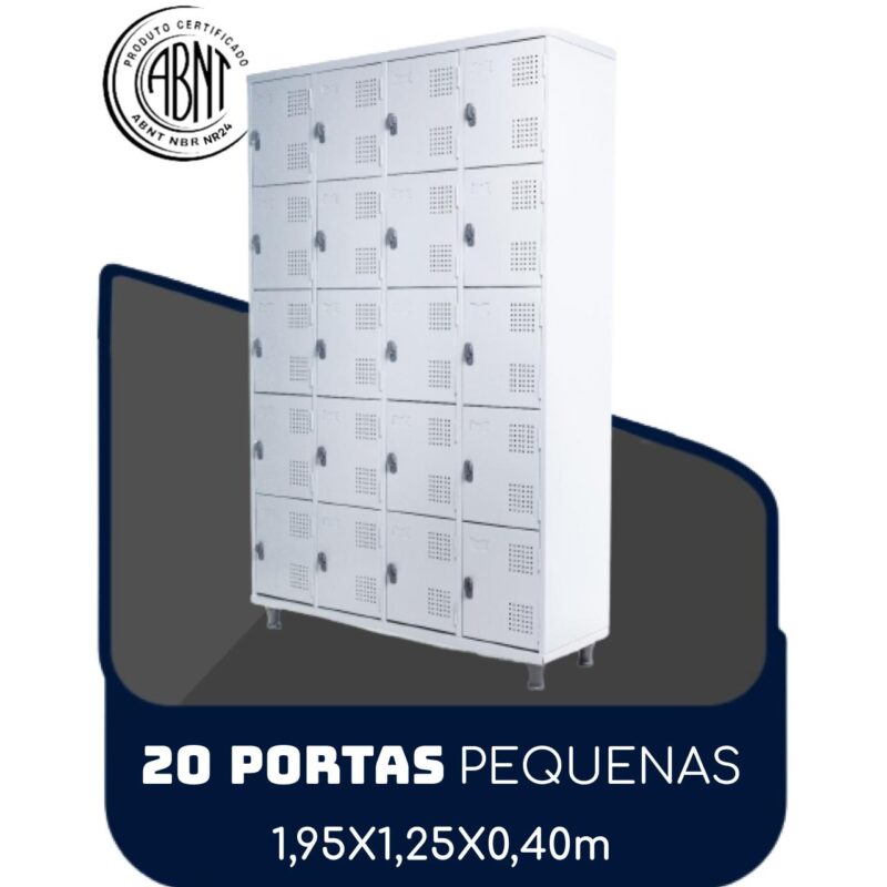 Roupeiro de Aço 20 portas Pequenas – 1,95×1,25×0,40m – CZ/CZ – SA – 14004 CONEXÃO MÓVEIS 2