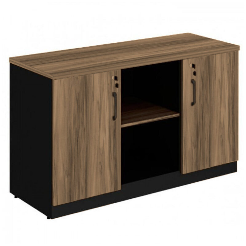 Armário Baixo Credenza – 1,20×0,74X0,45m NOGAL SEVILHA/PRETO – 21412 CONEXÃO MÓVEIS 2