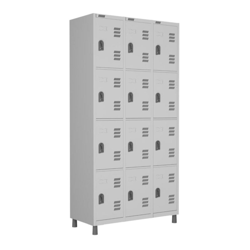 Roupeiro LOCKER de Aço c/ 12 Portas PEQUENAS – 1,94×0,92×0,42m – CZ/CZ – W3 – 10018 CONEXÃO MÓVEIS 2