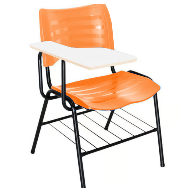 Cadeira Universitária Plástica Prancheta MDF – COR LARANJA – PMD – 34009 CONEXÃO MÓVEIS 2