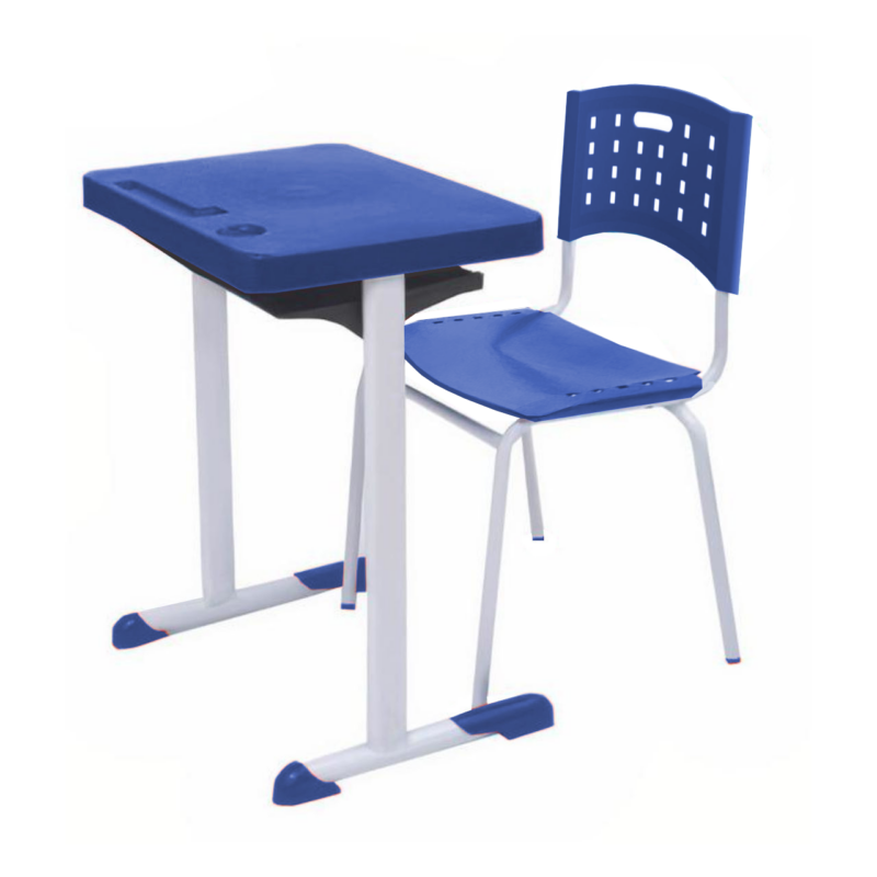 Kit Escolar Individual AZUL – (Mesa e Cadeira) – ADULTO – TAMPO PLÁSTICO – COR AZUL – REALPLAST – 54004 CONEXÃO MÓVEIS 2