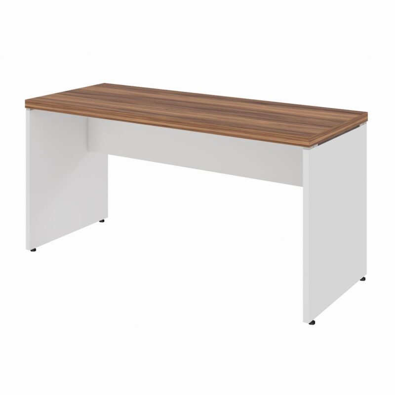 Mesa de Escritório 1,50×0,60m Sem Gavetas NOGAL SEVILHA/BRANCO – 34306 CONEXÃO MÓVEIS 2