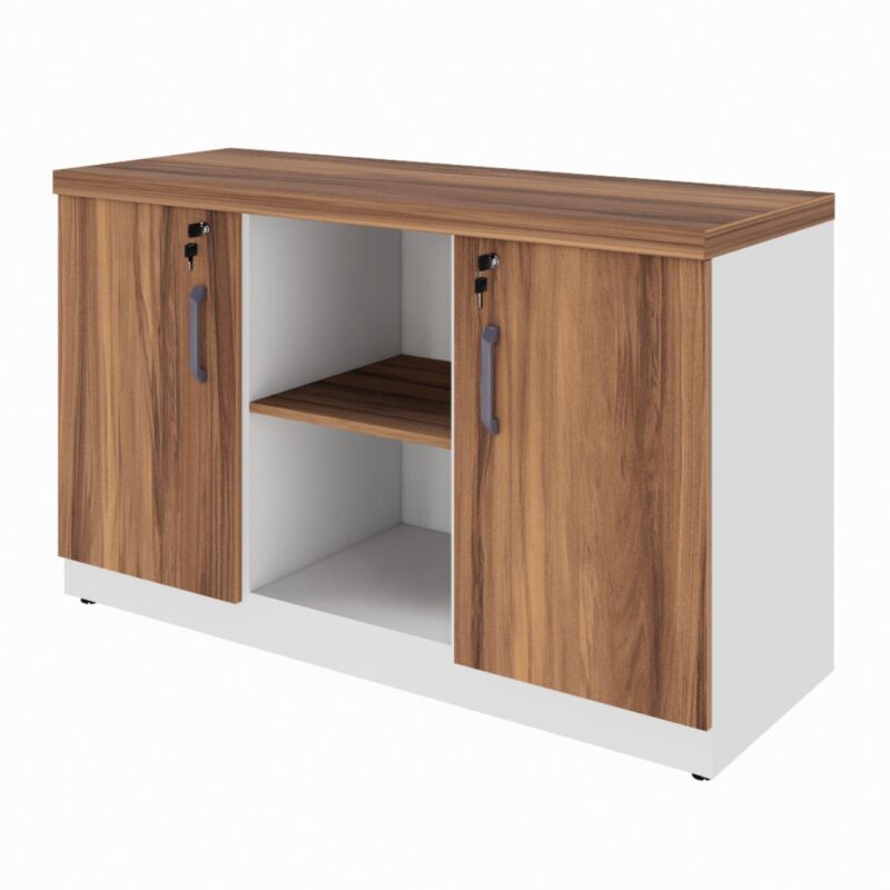 Armário Baixo Credenza – 1,20×0,73X0,45m NOGAL SEVILHA/BRANCO – 34312 CONEXÃO MÓVEIS 2