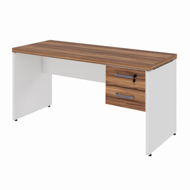 Mesa de Escritório 1,50×0,60m C/ Gaveta – NOGAL SEVILHA/BRANCO – 34318 CONEXÃO MÓVEIS 2